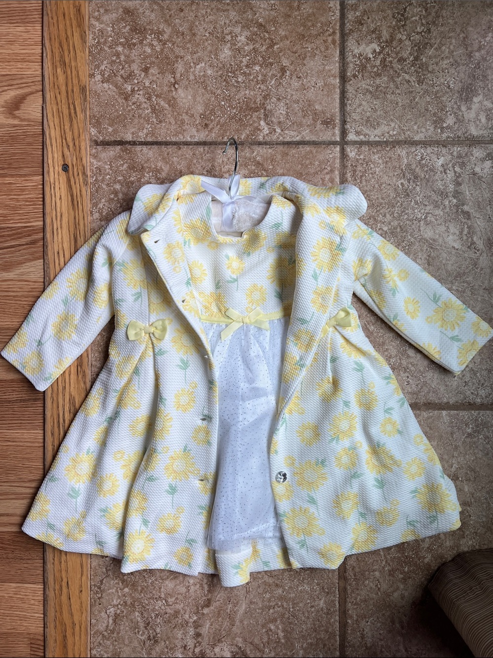 Girls' Yellow Floral Formal Dress with Matching Coat